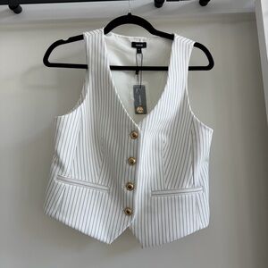 NWT Express pinstripe black White Striped Vest Top, Sz small